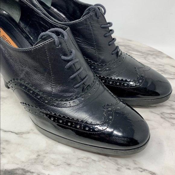 Via Spiga Wingtip Lace Up Leather Oxford 7 Retro Classic Preppy Academia Pinup - Picture 15 of 16